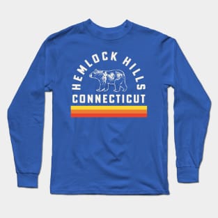 Hemlock Hills Connecticut Souvenir Bear Retro Vintage Stripes Long Sleeve T-Shirt